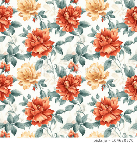 Elegant floral pattern in big flowers. Vintage Floral seamless background for fashion prints. Vintage print. 104620370