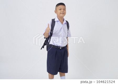 Asian students in uniform isolated on white background 104621524