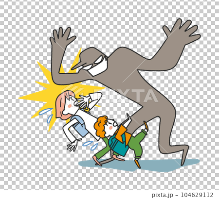 Elementary school student attacked by suspicious person Illustration material 104629112