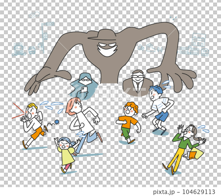 小學生遭到可疑人員襲擊後逃入塵埃插畫素材 104629113