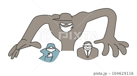 迫りくる不審者　セット　イラスト素材 104629116