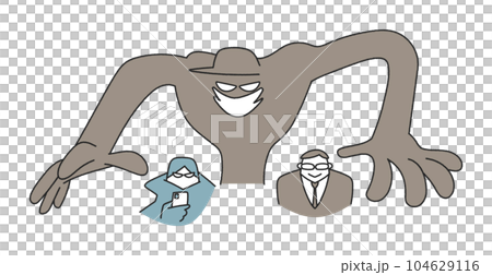 迫りくる不審者　セット　イラスト素材 104629116
