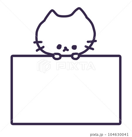 ホワイトボードを持ったかわいい白い色の猫のイラスト ホワイトボードを持ったかわいい白い色の猫のイラスト 104630041