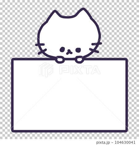 ホワイトボードを持ったかわいい白い色の猫のイラスト ホワイトボードを持ったかわいい白い色の猫のイラスト 104630041