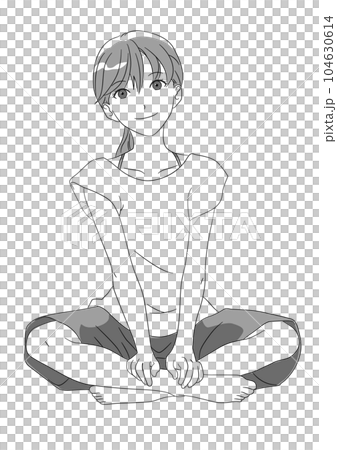 Sitting woman, relax wear smile monochrome Sitting woman, relax wear smile monochrome 104630614