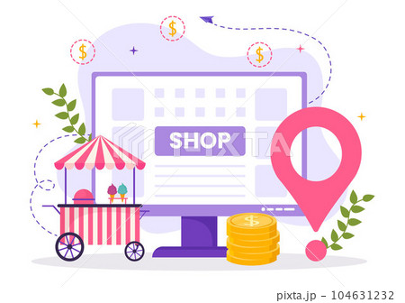 Small Business Loan Vector Illustration with Store Support Protection and Growth to Develop in Flat Cartoon Hand Drawn Background Templates 104631232