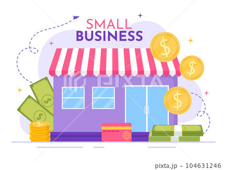 Small Business Loan Vector Illustration with Store Support Protection and Growth to Develop in Flat Cartoon Hand Drawn Background Templates 104631246