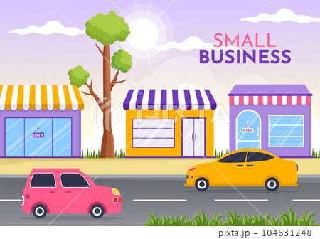 Small Business Loan Vector Illustration with Store Support Protection and Growth to Develop in Flat Cartoon Hand Drawn Background Templates 104631248