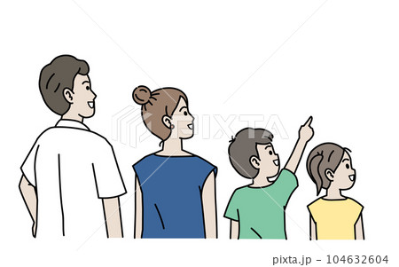 後ろを向いた家族のイラスト 104632604