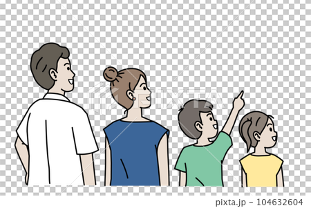 後ろを向いた家族のイラスト 104632604