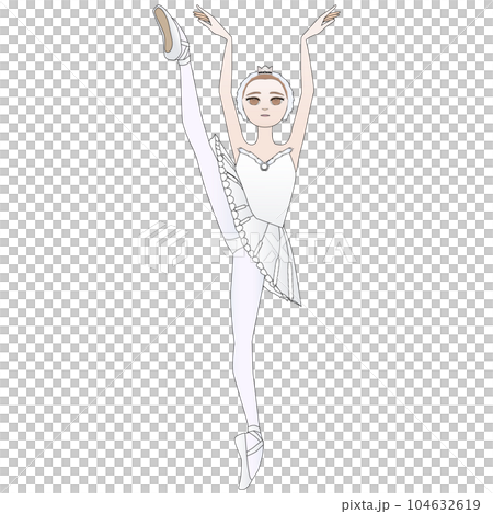 舞者插圖_i 芭蕾舞演員在芭蕾舞劇《天鵝湖》中跳舞奧黛特的形象_主線 104632619
