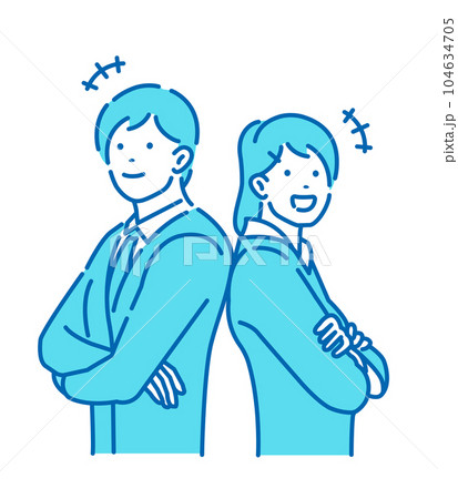 新入社員・若い男女の会社員 (腕組み・自信・やる気) ベクターイラスト 新入社員・若い男女の会社員 (腕組み・自信・やる気) ベクターイラスト 104634705
