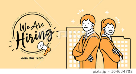We are hiring (新入社員募集・人材募集・就活) ベクターバナーイラスト We are hiring (新入社員募集・人材募集・就活) ベクターバナーイラスト 104634708