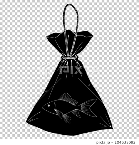 Goldfish in a goldfish scooping bag / silhouette 104635092