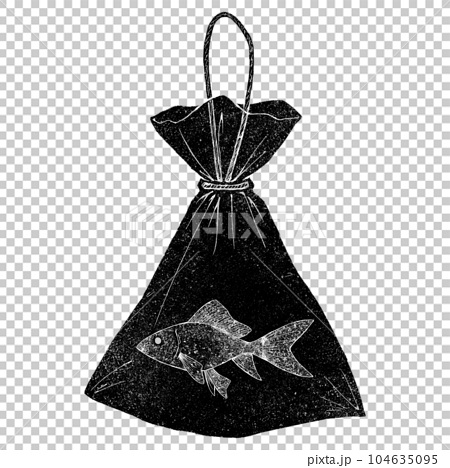 Goldfish in a goldfish scooping bag / Stamp style - Stock Illustration  [104635095] - PIXTA
