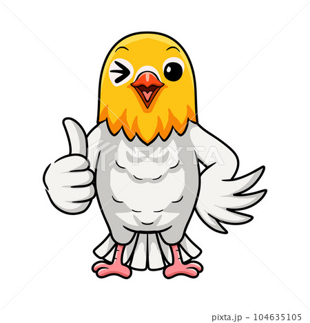 Cute opaline pale fallow lovebird cartoon giving thumb up 104635105