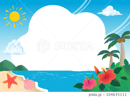 手描きの眩しい夏の入道雲のフレーム（透過） 104635111