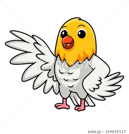 Cute opaline pale fallow lovebird cartoon waving hand 104635117