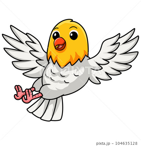 Cute opaline pale fallow lovebird cartoon flying 104635128