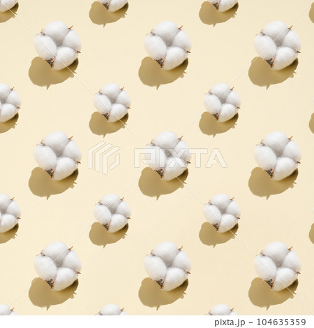 Cotton pattern on a light beige background. 104635359