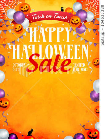 ハロウィン・ハロウィーン セール A4縦 (ポスター・フライヤー) テンプレートイラスト ハロウィン・ハロウィーン セール A4縦 (ポスター・フライヤー) テンプレートイラスト 104635389