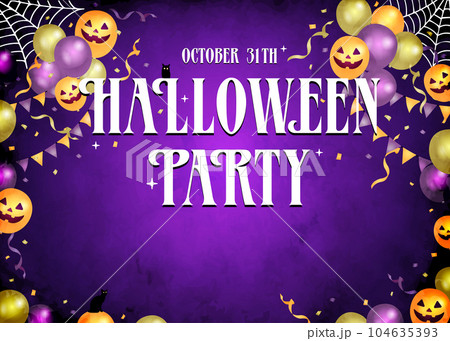 ハロウィン・ハロウィーン パーティー A4横 (ポスター・フライヤー) テンプレートイラスト ハロウィン・ハロウィーン パーティー A4横 (ポスター・フライヤー) テンプレートイラスト 104635393