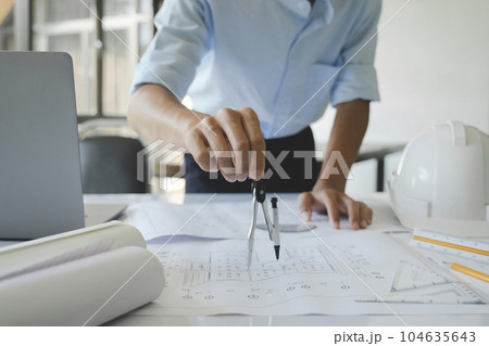 Architectural building design and construction plans. Architectural building design and construction plans. 104635643