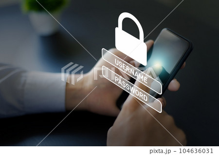 スマホでログインパスワードとセキュリティ　login ID Password security 104636031