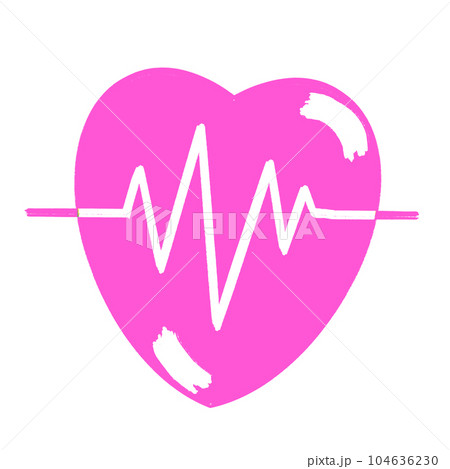 Cute little pink heartbeat hand draw 104636230