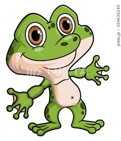 Cartoon funny little frog posing of illustration 104636285