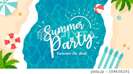 サマーパーティー/ 夏・海・海水浴 横長ベクターバナーイラスト (コピースペース) サマーパーティー/ 夏・海・海水浴 横長ベクターバナーイラスト (コピースペース) 104636291