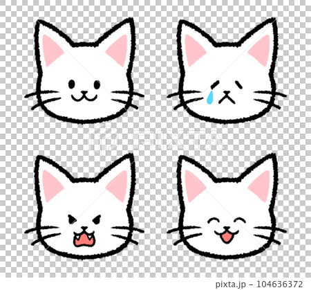 White cat facial expression set 104636372