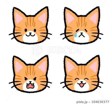 茶トラ猫の表情セット 104636377