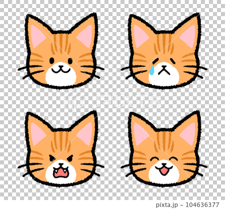 茶トラ猫の表情セット 104636377