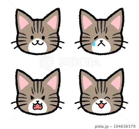 キジトラ猫の表情セット 104636379