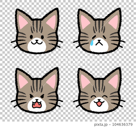 キジトラ猫の表情セット 104636379