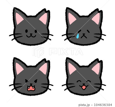 耳をカットされた雌の黒猫の表情セット 耳をカットされた雌の黒猫の表情セット 104636384