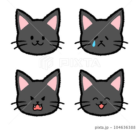 黒猫の表情セット 104636388