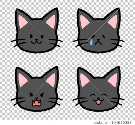 黒猫の表情セット 104636388