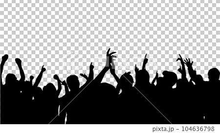 ライブで盛り上がる人々のシルエット_ワイド 104636798