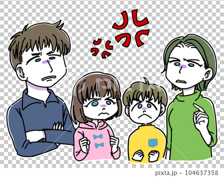 一家四口的各種表情：憤怒 104637358