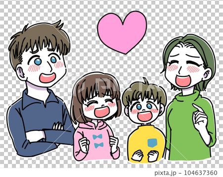 一家四口的各種表情“心” 104637360