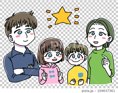 Various expressions of a family of four: "Fun" Various expressions of a family of four: "Fun" 104637361
