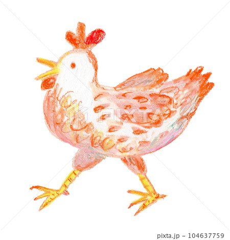 にわとりのクレヨンイラストのイラスト素材 [104637759] - PIXTA