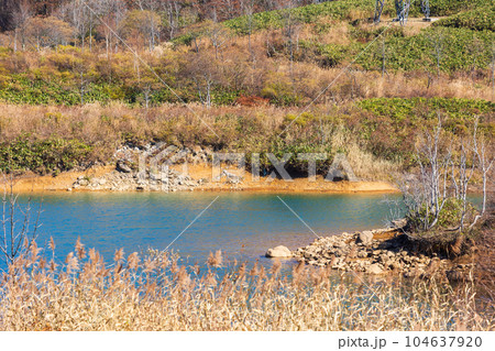 新潟湯沢町　紅葉の田代高原　田代湖 104637920