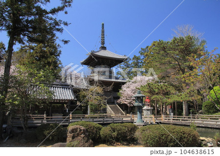 四国霊場第1番札所「霊山寺」多宝塔と境内 104638615