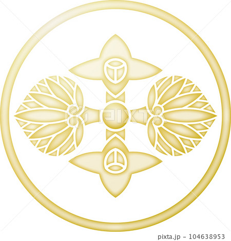 家紋 糸輪に花葵菱【金色】 家紋 糸輪に花葵菱【金色】 104638953