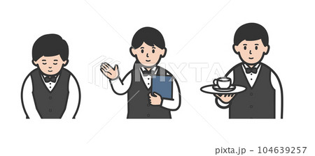 色々なポーズの店員のイラストセット 104639257