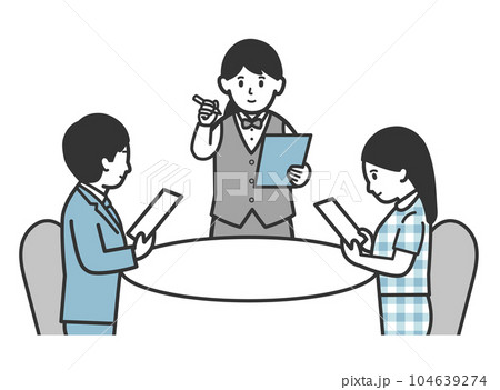 注文を聞くウエイトレスのイラスト 注文を聞くウエイトレスのイラスト 104639274