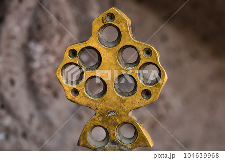 Detail of an old copper faucet in a public place on the street of the old city in Turkey, travel time, idea for a background 104639968
